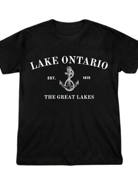 Lake Ontario Black Graphic T-Shirt - The Great Lakes